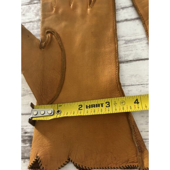 Natalie Deerskin Tan Gold Vintage DEERSKIN LEATHER GLOVES (UNLINED) 7 - Picture 10 of 11